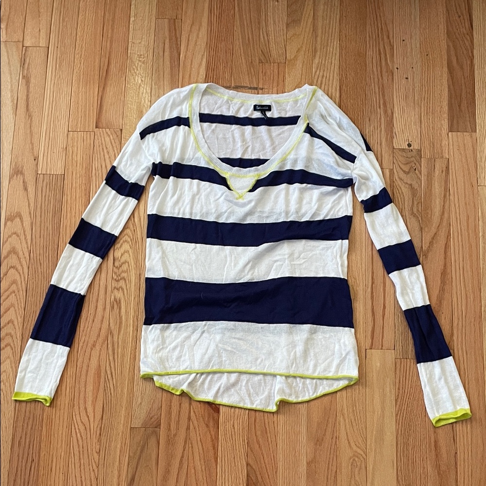 Splendid Long Sleeve Top Womens Large Blue White Striped Nautical Sailor Preppy